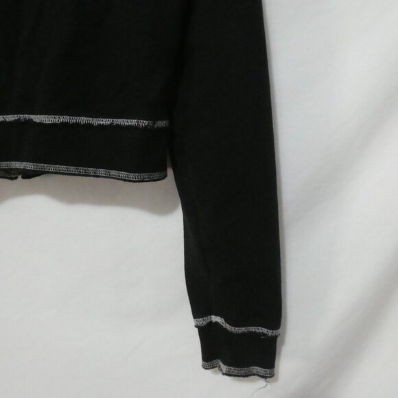 BEBE SPORT | small | Black & White Cropped Mesh Lined Hoodie | Logo & Stripes - Picture 15 of 15